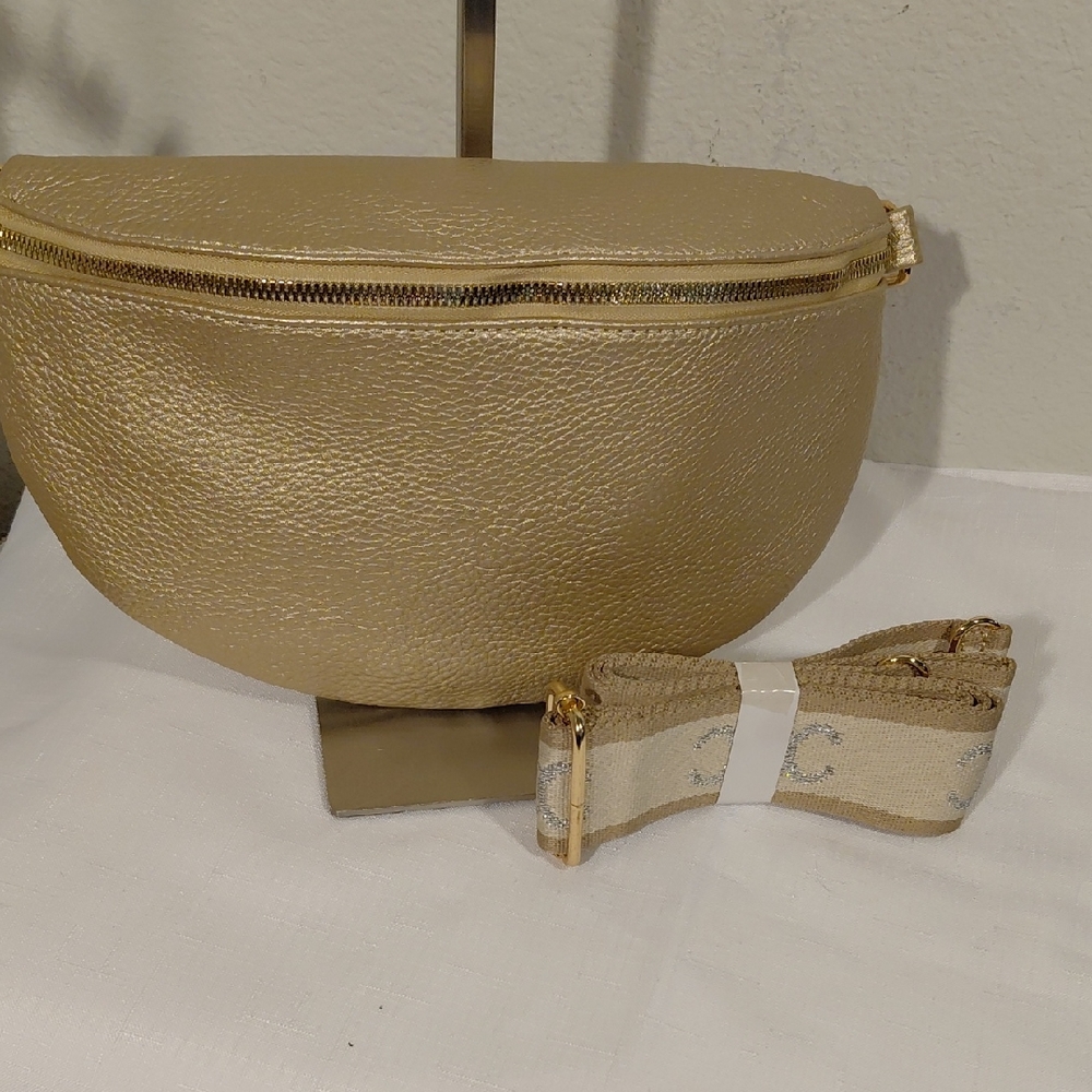 Gold Pearlized Crossbody Bum Bag